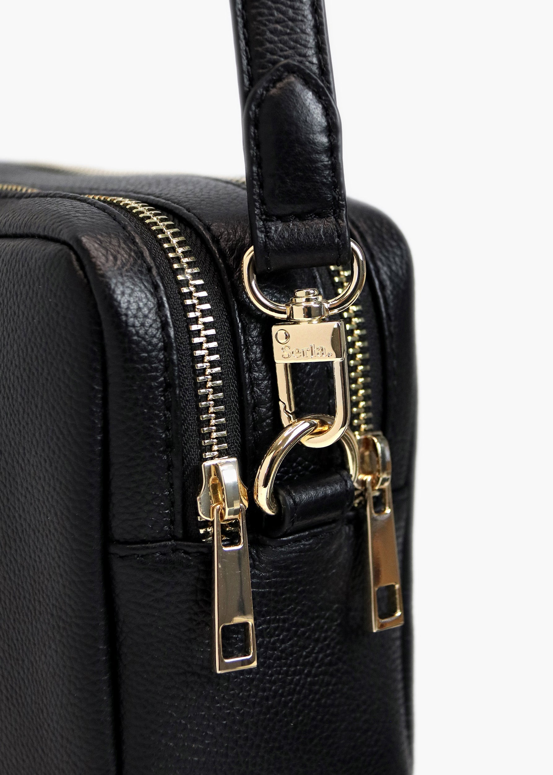 Allegra Black Leather Crossbody Bag