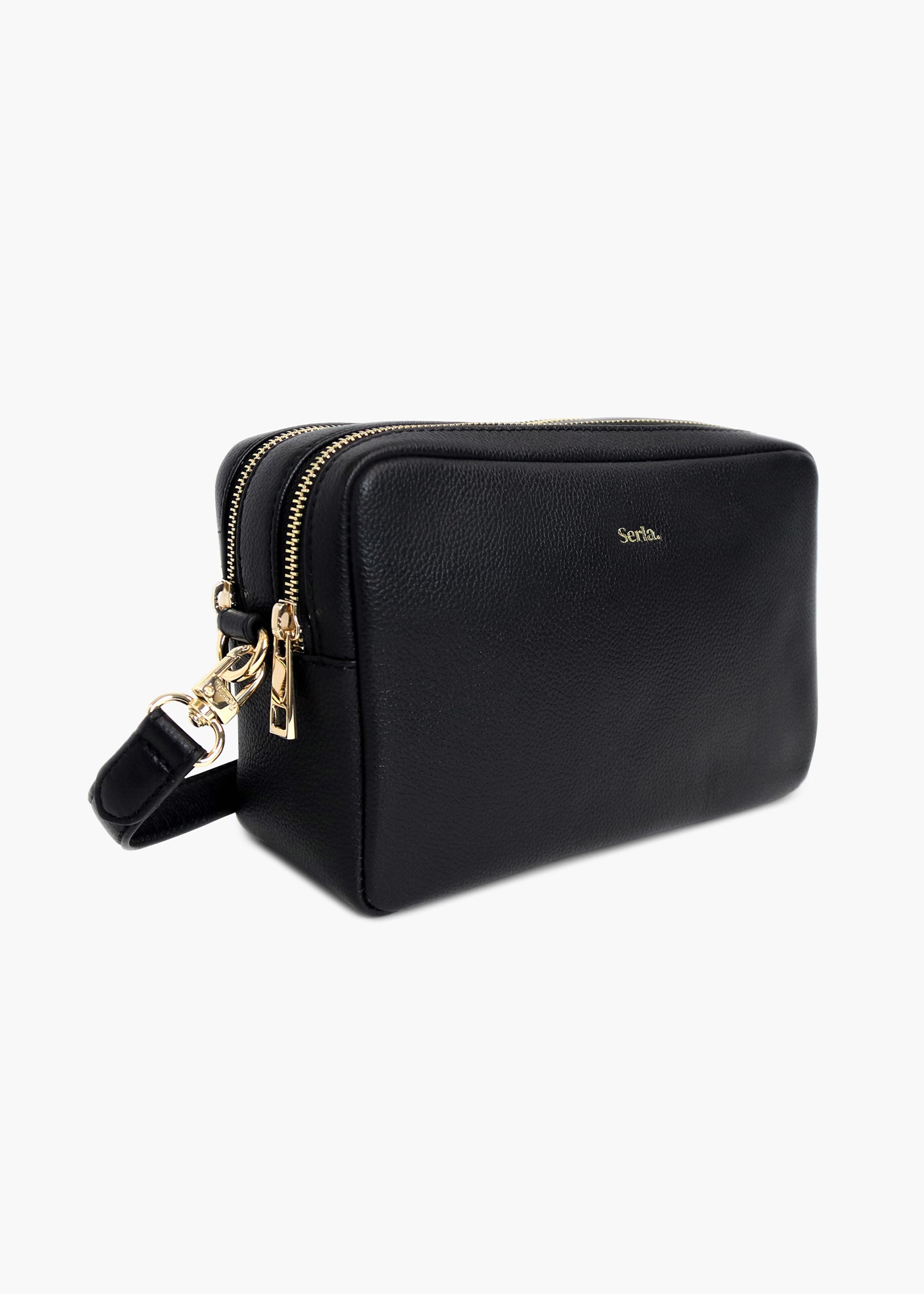 Allegra Black Leather Crossbody Bag