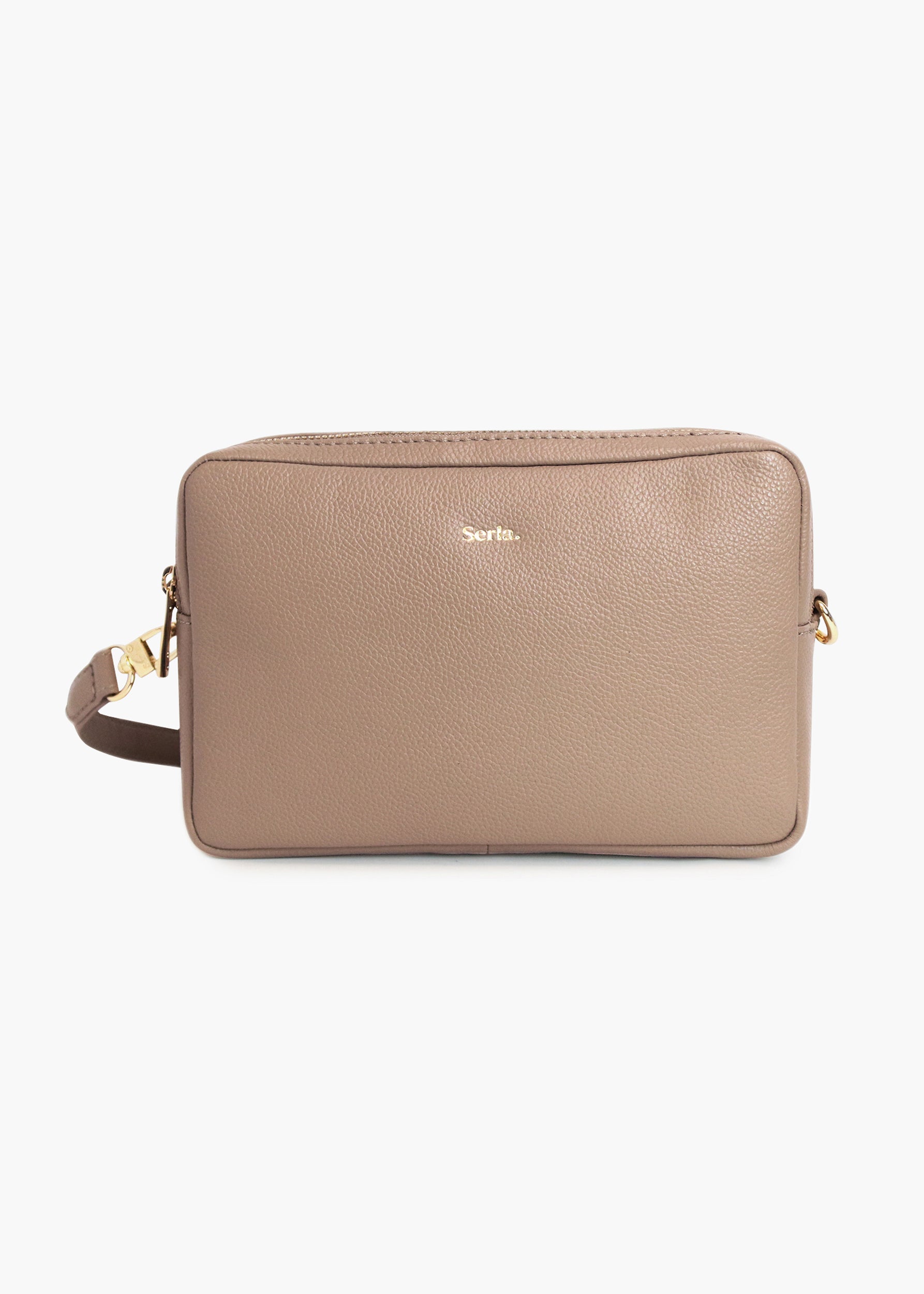 Allegra Taupe Leather Crossbody Bag