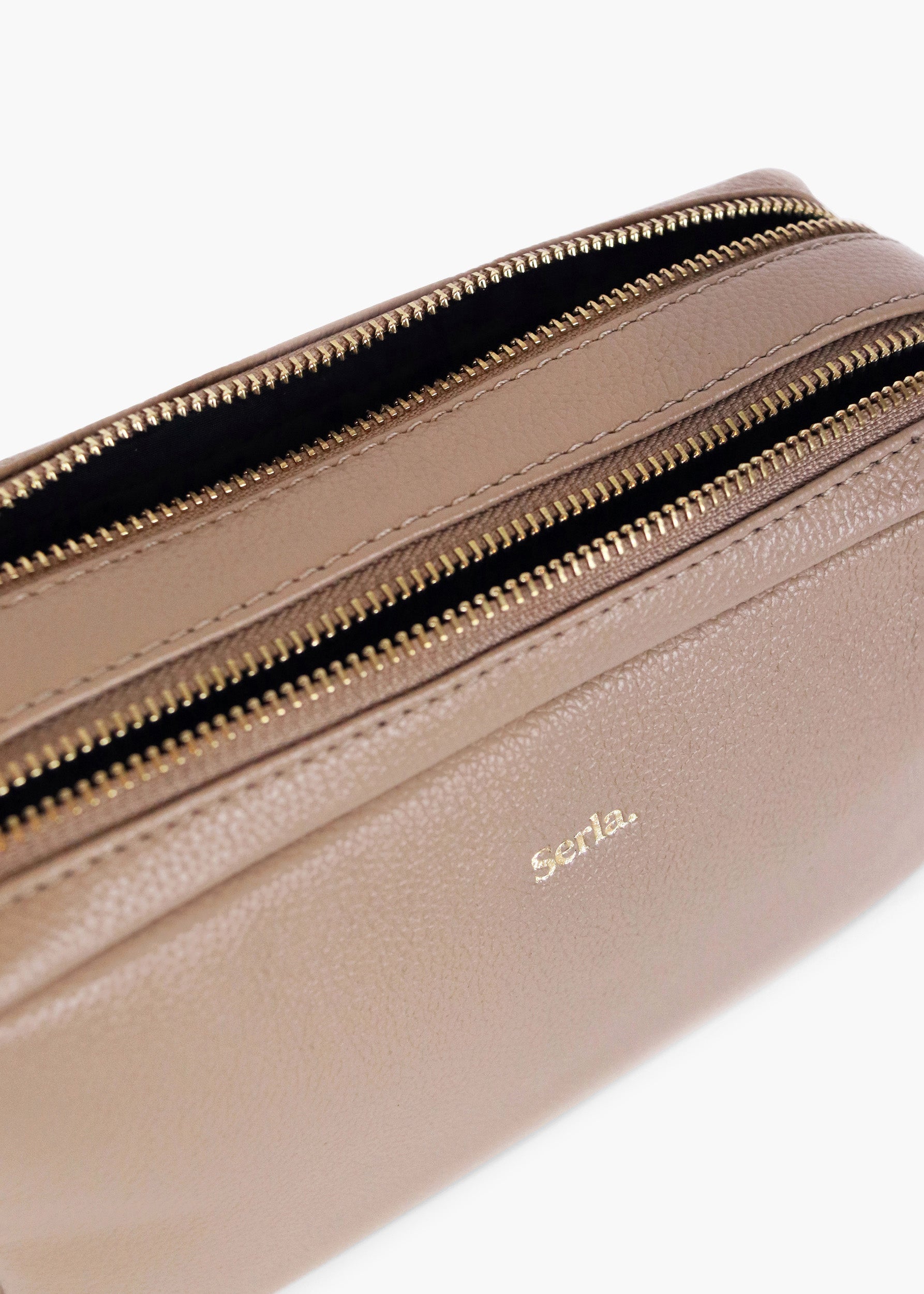 Allegra Taupe Leather Crossbody Bag