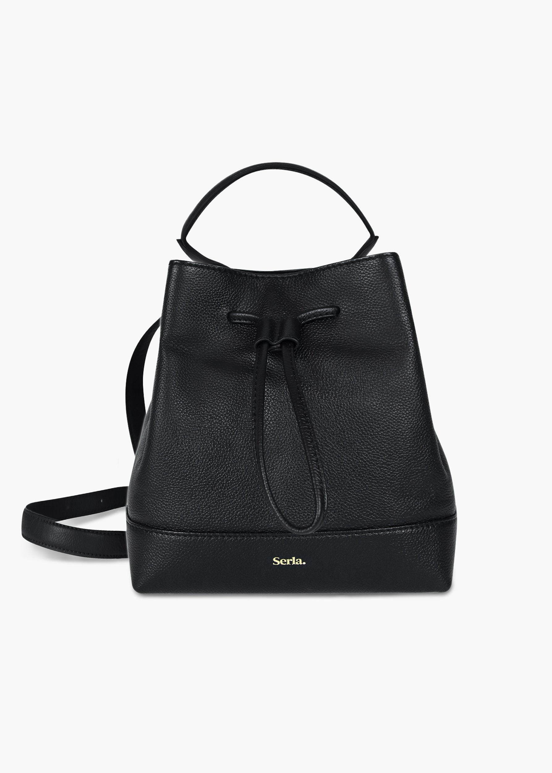 Margot Black Leather Bucket Bag