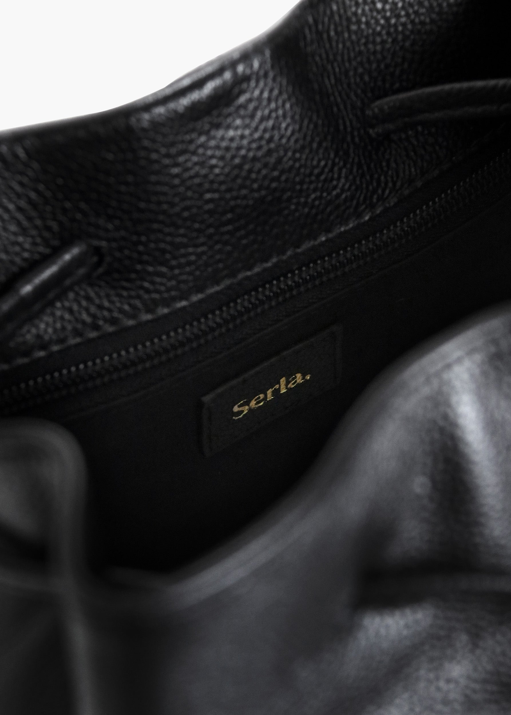 Margot Black Leather Bucket Bag
