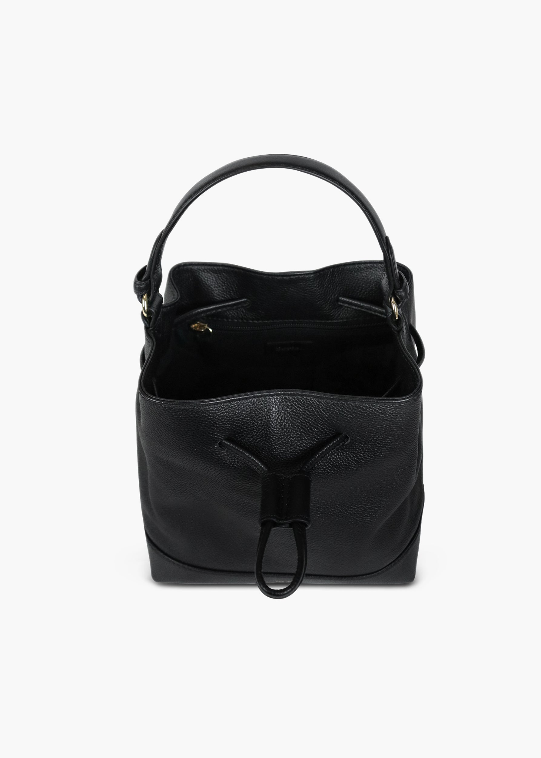 Margot Black Leather Bucket Bag