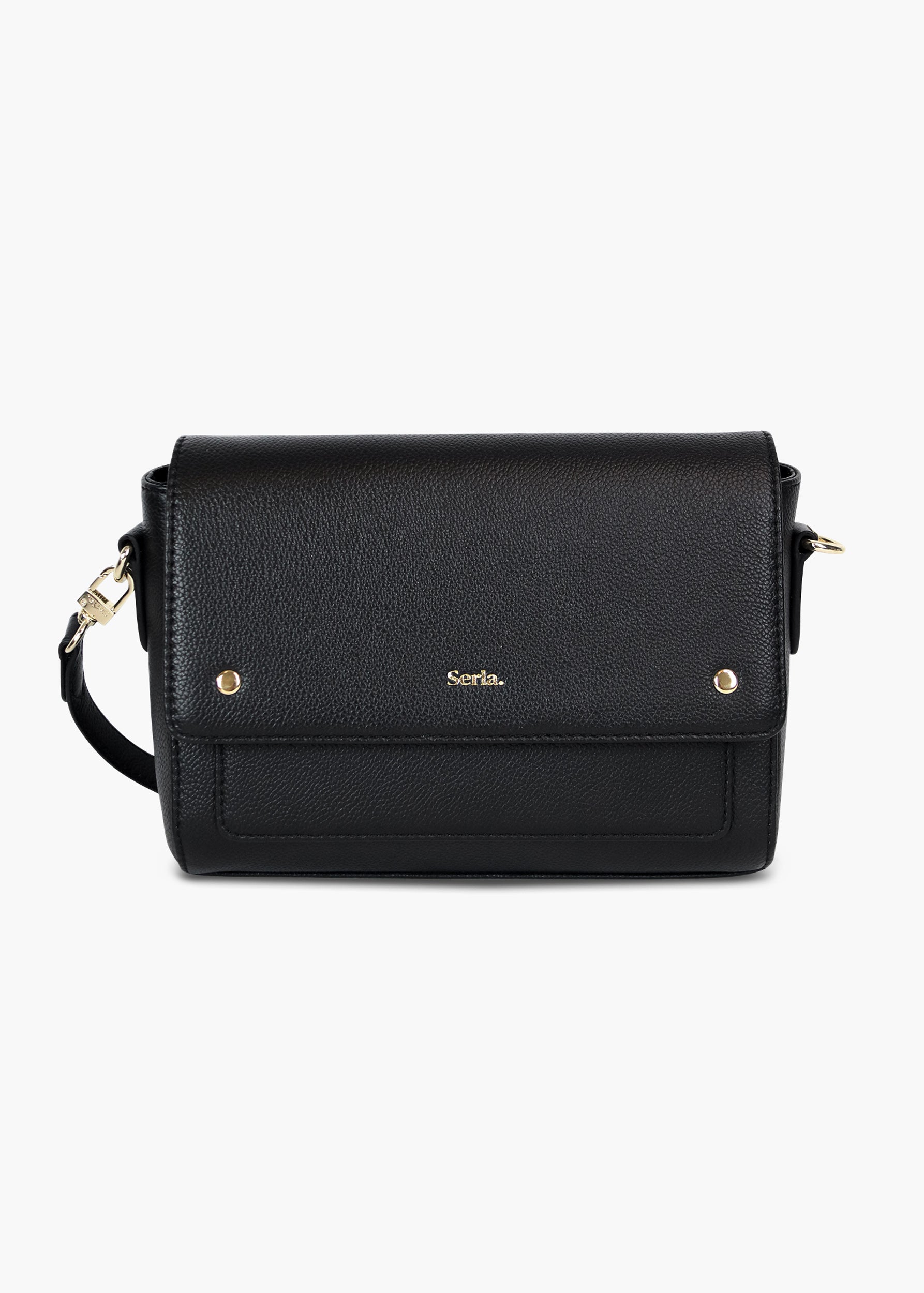 Victoria Black Leather Crossbody Bag