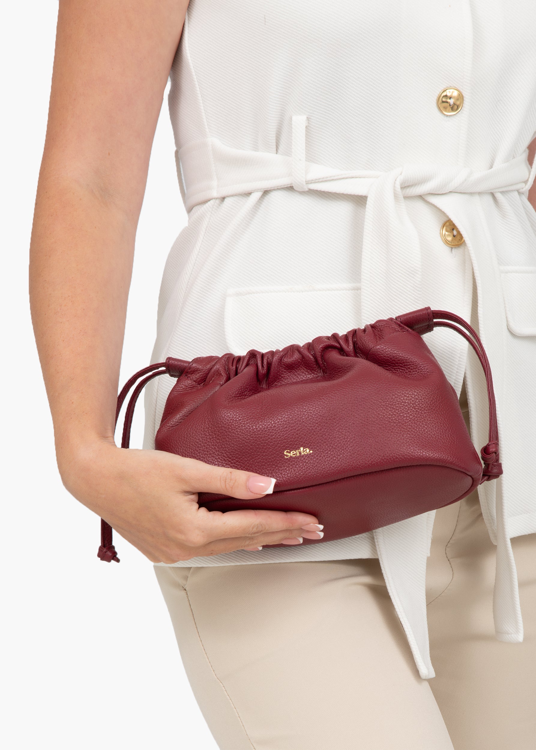 Celia Bordeaux Leather Crossbody Bag