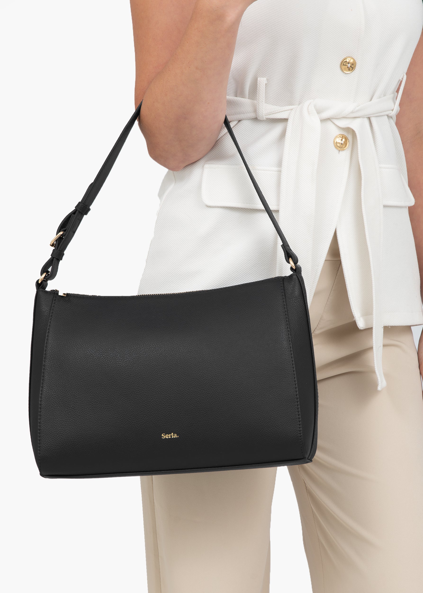 Alice Black Leather Shoulder Bag