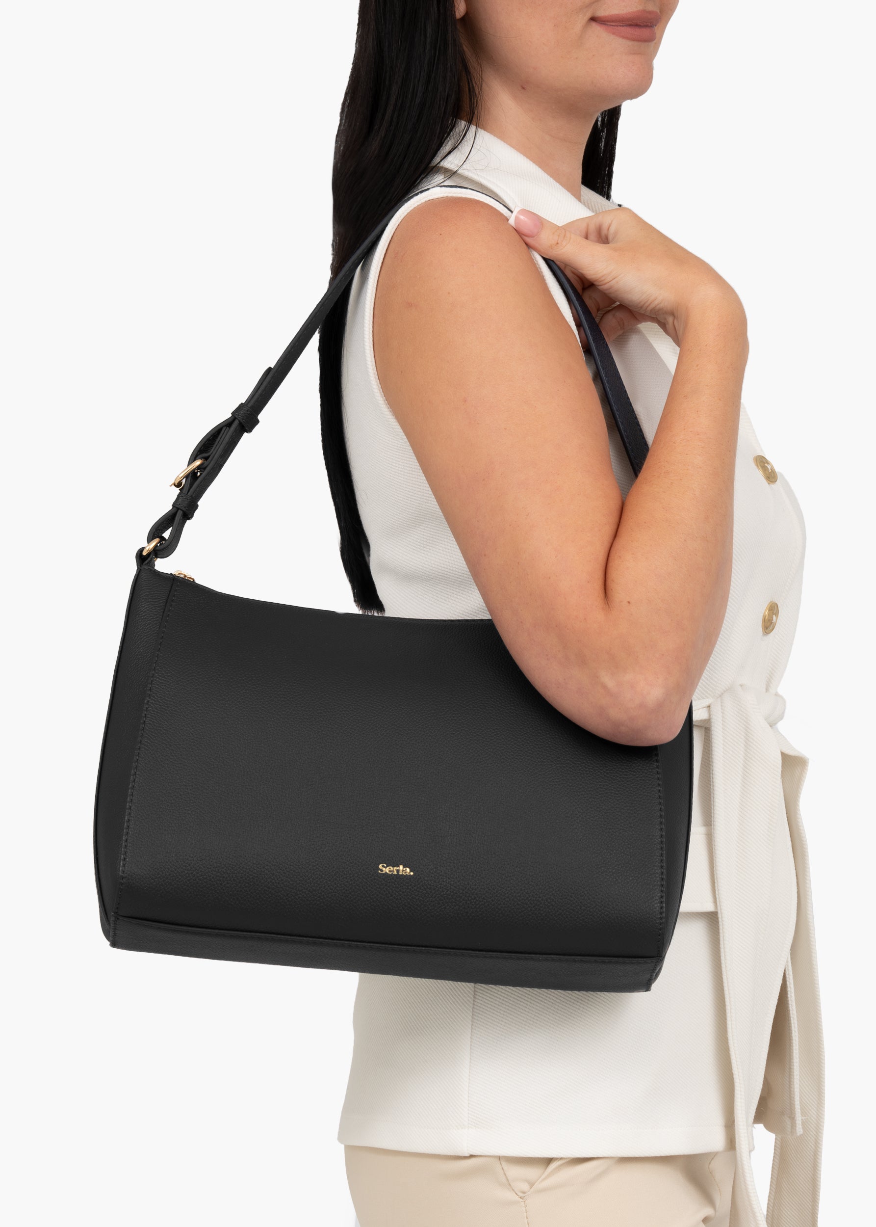 Alice Black Leather Shoulder Bag