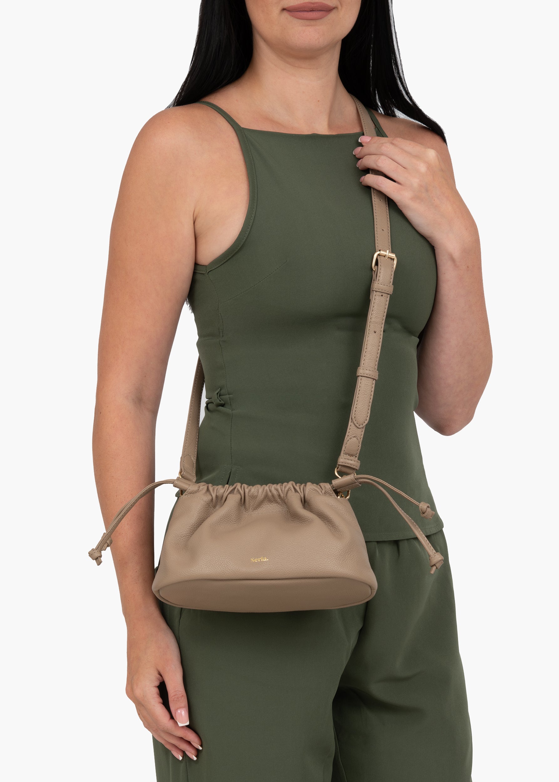Celia Taupe Leather Crossbody Bag