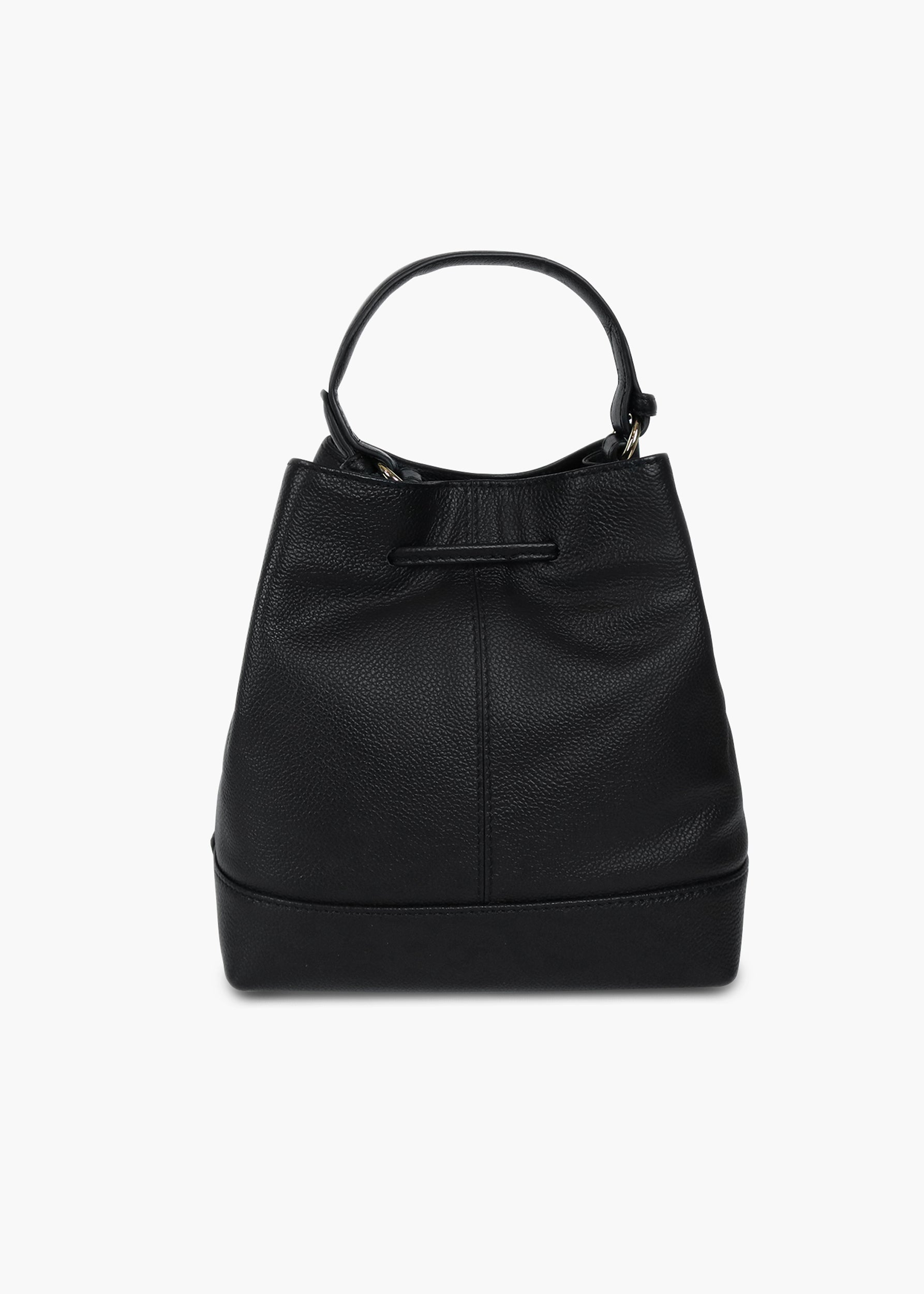 Margot Black Leather Bucket Bag