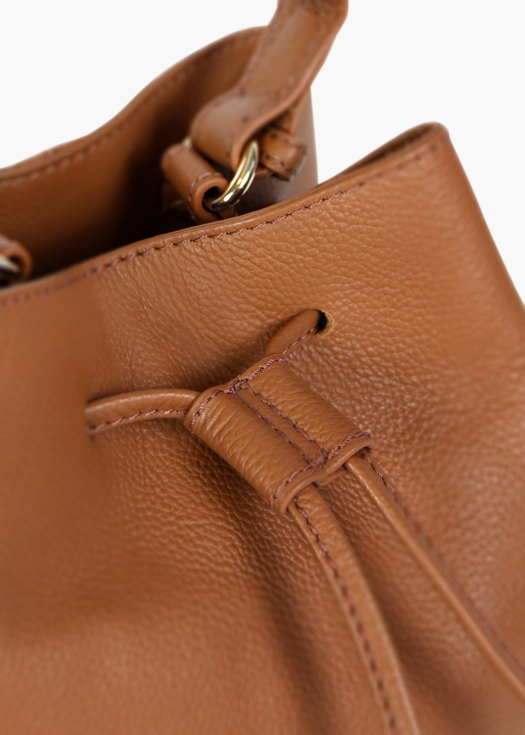 Margot Tan Leather Bucket Bag