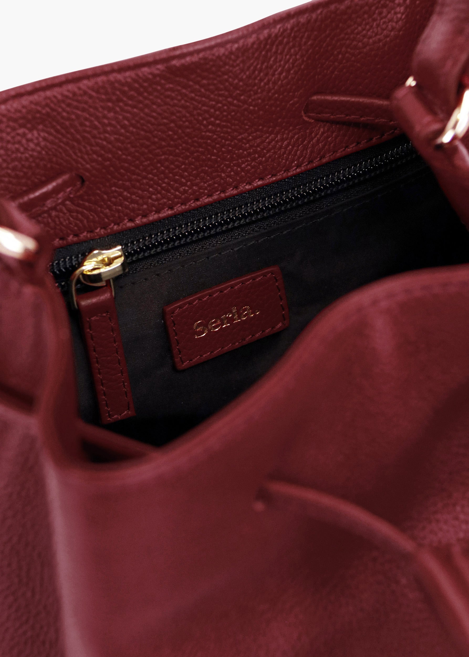 Margot Bordeaux Leather Bucket Bag