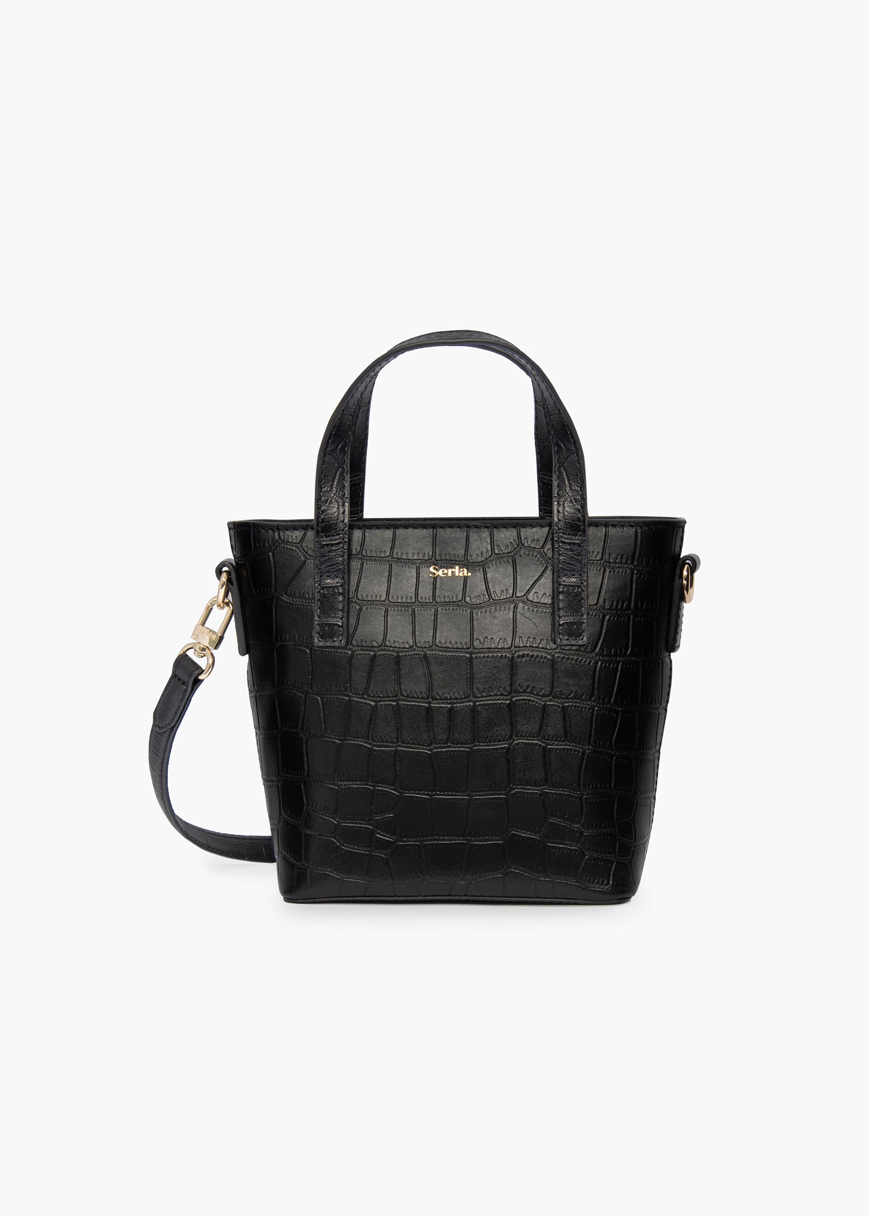 Cora Black Croc Top Handle Crossbody Bag – Serla